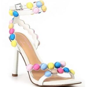 Gianni Bini Jess Southern Phoebe Pastel Rainbow Barbiecore Bead Sandal Heel 6